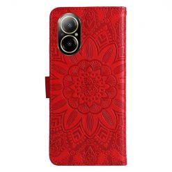 Lacné Kryty | Peňaženkové puzdro Embossing Pattern Slnečnica červené – Realme C67 4G | Lacné Kryty
