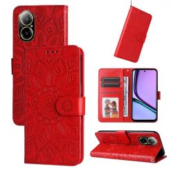 Lacné Kryty | Peňaženkové puzdro Embossing Pattern Slnečnica červené – Realme C67 4G | Lacné Kryty