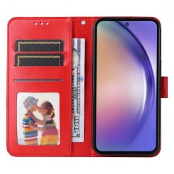 Lacné Kryty | Peňaženkové puzdro Embossing Pattern Slnečnica červené – Samsung Galaxy A55 5G | Lacné Kryty