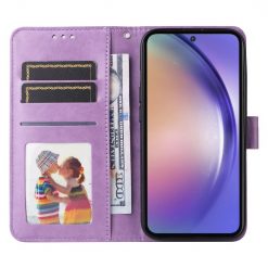 Peňaženkové puzdro Embossing Pattern Slnečnica fialové – Samsung Galaxy A55 5G | Lacné Kryty Lacné Kryty | Peňaženkové puzdro Embossing Pattern Slnečnica fialové – Samsung Galaxy A55 5G | Lacné Kryty