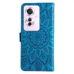 Lacné Kryty | Peňaženkové puzdro Embossing Pattern Slnečnica modré – Oppo Reno 11 F 5G | Lacné Kryty