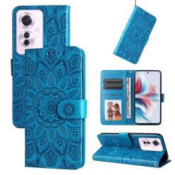 Lacné Kryty | Peňaženkové puzdro Embossing Pattern Slnečnica modré – Oppo Reno 11 F 5G | Lacné Kryty