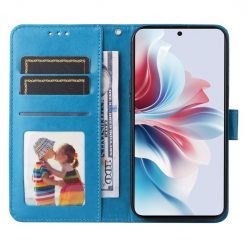 Lacné Kryty | Peňaženkové puzdro Embossing Pattern Slnečnica modré – Oppo Reno 11 F 5G | Lacné Kryty