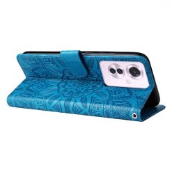 Lacné Kryty | Peňaženkové puzdro Embossing Pattern Slnečnica modré – Oppo Reno 11 F 5G | Lacné Kryty