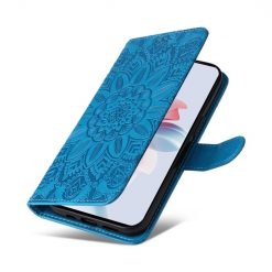 Lacné Kryty | Peňaženkové puzdro Embossing Pattern Slnečnica modré – Oppo Reno 11 F 5G | Lacné Kryty