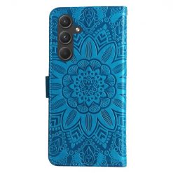 Lacné Kryty | Peňaženkové puzdro Embossing Pattern Slnečnica modré – Samsung Galaxy A55 5G | Lacné Kryty