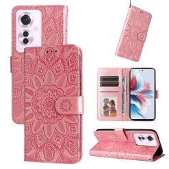 Lacné Kryty | Peňaženkové puzdro Embossing Pattern Slnečnica ružové – Oppo Reno 11 F 5G | Lacné Kryty