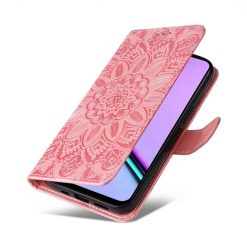 Lacné Kryty | Peňaženkové puzdro Embossing Pattern Slnečnica ružové – Realme C67 4G | Lacné Kryty