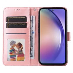 Lacné Kryty | Peňaženkové puzdro Embossing Pattern Slnečnica ružové – Samsung Galaxy A55 5G | Lacné Kryty