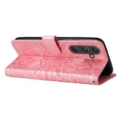 Lacné Kryty | Peňaženkové puzdro Embossing Pattern Slnečnica ružové – Samsung Galaxy A55 5G | Lacné Kryty