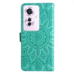 Lacné Kryty | Peňaženkové puzdro Embossing Pattern Slnečnica zelené – Oppo Reno 11 F 5G | Lacné Kryty