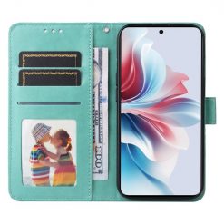 Lacné Kryty | Peňaženkové puzdro Embossing Pattern Slnečnica zelené – Oppo Reno 11 F 5G | Lacné Kryty