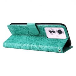 Lacné Kryty | Peňaženkové puzdro Embossing Pattern Slnečnica zelené – Oppo Reno 11 F 5G | Lacné Kryty