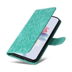 Lacné Kryty | Peňaženkové puzdro Embossing Pattern Slnečnica zelené – Oppo Reno 11 F 5G | Lacné Kryty