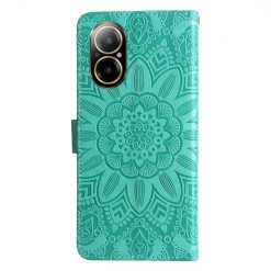 Lacné Kryty | Peňaženkové puzdro Embossing Pattern Slnečnica zelené – Realme C67 4G | Lacné Kryty