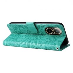 Lacné Kryty | Peňaženkové puzdro Embossing Pattern Slnečnica zelené – Realme C67 4G | Lacné Kryty