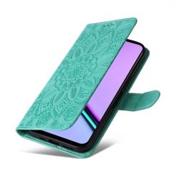 Lacné Kryty | Peňaženkové puzdro Embossing Pattern Slnečnica zelené – Realme C67 4G | Lacné Kryty