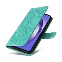 Peňaženkové puzdro Embossing Pattern Slnečnica zelené – Samsung Galaxy A55 5G | Lacné Kryty Lacné Kryty | Peňaženkové puzdro Embossing Pattern Slnečnica zelené – Samsung Galaxy A55 5G | Lacné Kryty