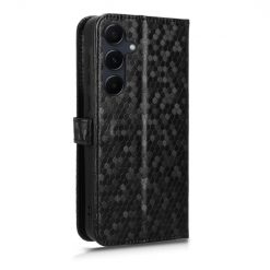 Lacné Kryty | Peňaženkové puzdro Honeycomb Dot Texture Case čierne – Samsung Galaxy A35 5G | Lacné Kryty