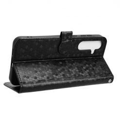 Lacné Kryty | Peňaženkové puzdro Honeycomb Dot Texture Case čierne – Samsung Galaxy A35 5G | Lacné Kryty