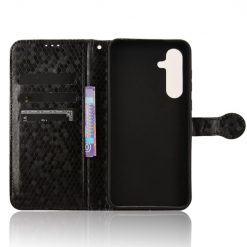 Lacné Kryty | Peňaženkové puzdro Honeycomb Dot Texture Case čierne – Samsung Galaxy A55 5G | Lacné Kryty