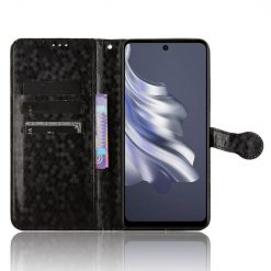 Lacné Kryty | Peňaženkové puzdro Honeycomb Dot Texture Case čierne – Tecno Spark 20 Pro | Lacné Kryty