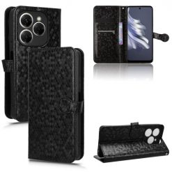 Lacné Kryty | Peňaženkové puzdro Honeycomb Dot Texture Case čierne – Tecno Spark 20 Pro | Lacné Kryty