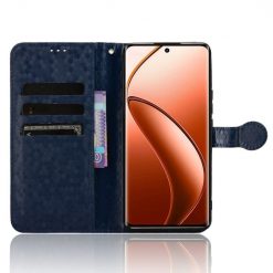 Lacné Kryty | Peňaženkové puzdro Honeycomb Dot Texture Case modré – Realme 12 Pro 5G / 12 Pro+ | Lacné Kryty