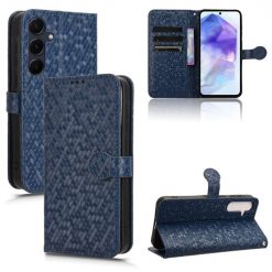 Lacné Kryty | Peňaženkové puzdro Honeycomb Dot Texture Case modré – Samsung Galaxy A55 5G | Lacné Kryty