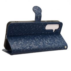Lacné Kryty | Peňaženkové puzdro Honeycomb Dot Texture Case modré – Samsung Galaxy A55 5G | Lacné Kryty
