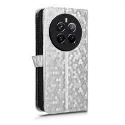 Lacné Kryty | Peňaženkové puzdro Honeycomb Dot Texture Case strieborné – Realme 12 Pro 5G / 12 Pro+ | Lacné Kryty