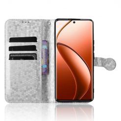 Lacné Kryty | Peňaženkové puzdro Honeycomb Dot Texture Case strieborné – Realme 12 Pro 5G / 12 Pro+ | Lacné Kryty
