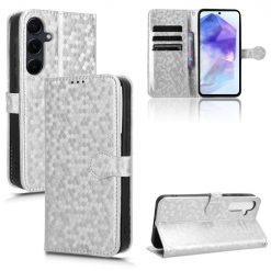 Peňaženkové puzdro Honeycomb Dot Texture Case strieborné – Samsung Galaxy A55 5G | Lacné Kryty Lacné Kryty | Peňaženkové puzdro Honeycomb Dot Texture Case strieborné – Samsung Galaxy A55 5G | Lacné Kryty