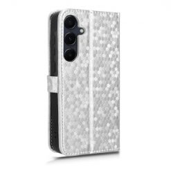 Peňaženkové puzdro Honeycomb Dot Texture Case strieborné – Samsung Galaxy A55 5G | Lacné Kryty Lacné Kryty | Peňaženkové puzdro Honeycomb Dot Texture Case strieborné – Samsung Galaxy A55 5G | Lacné Kryty