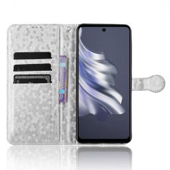 Peňaženkové puzdro Honeycomb Dot Texture Case strieborné – Tecno Spark 20 Pro | Lacné Kryty Lacné Kryty | Peňaženkové puzdro Honeycomb Dot Texture Case strieborné – Tecno Spark 20 Pro | Lacné Kryty