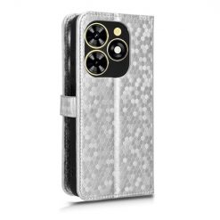 Lacné Kryty | Peňaženkové puzdro Honeycomb Dot Texture Case strieborné – Tecno Spark 20C / 20 / Go 2024 | Lacné Kryty
