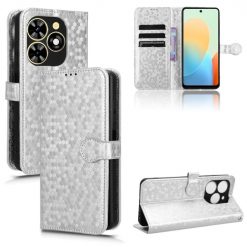 Lacné Kryty | Peňaženkové puzdro Honeycomb Dot Texture Case strieborné – Tecno Spark 20C / 20 / Go 2024 | Lacné Kryty