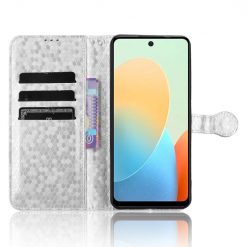 Lacné Kryty | Peňaženkové puzdro Honeycomb Dot Texture Case strieborné – Tecno Spark 20C / 20 / Go 2024 | Lacné Kryty