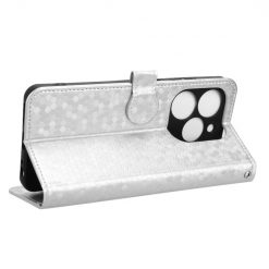 Lacné Kryty | Peňaženkové puzdro Honeycomb Dot Texture Case strieborné – Tecno Spark 20C / 20 / Go 2024 | Lacné Kryty