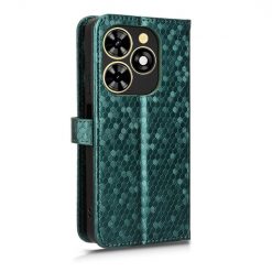 Lacné Kryty | Peňaženkové puzdro Honeycomb Dot Texture Case zelené – Tecno Spark 20C / 20 / Go 2024 | Lacné Kryty