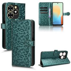 Lacné Kryty | Peňaženkové puzdro Honeycomb Dot Texture Case zelené – Tecno Spark 20C / 20 / Go 2024 | Lacné Kryty