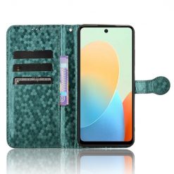 Lacné Kryty | Peňaženkové puzdro Honeycomb Dot Texture Case zelené – Tecno Spark 20C / 20 / Go 2024 | Lacné Kryty