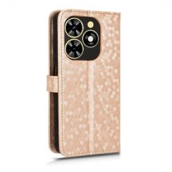 Lacné Kryty | Peňaženkové puzdro Honeycomb Dot Texture Case zlaté – Tecno Spark 20C / 20 / Go 2024 | Lacné Kryty