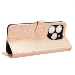 Lacné Kryty | Peňaženkové puzdro Honeycomb Dot Texture Case zlaté – Tecno Spark 20C / 20 / Go 2024 | Lacné Kryty