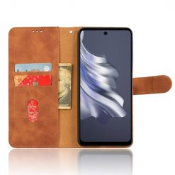 Lacné Kryty | Peňaženkové puzdro Solid hnedé – Tecno Spark 20 Pro | Lacné Kryty