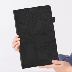 Lacné Kryty | Knižkové puzdro Embossing Pattern Strom čierne – Xiaomi Pad 6S Pro | Lacné Kryty