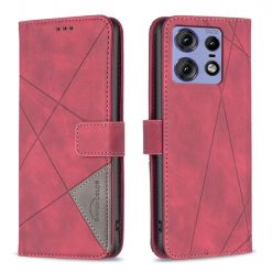 Lacné Kryty | Knižkové puzdro Rhombus červené – Motorola Edge 50 Pro | Lacné Kryty