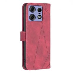 Lacné Kryty | Knižkové puzdro Rhombus červené – Motorola Edge 50 Pro | Lacné Kryty