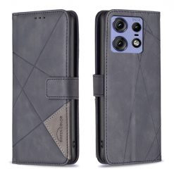 Lacné Kryty | Knižkové puzdro Rhombus čierne – Motorola Edge 50 Pro | Lacné Kryty