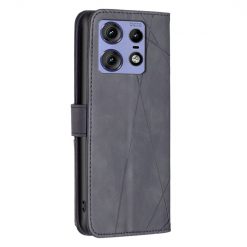 Lacné Kryty | Knižkové puzdro Rhombus čierne – Motorola Edge 50 Pro | Lacné Kryty